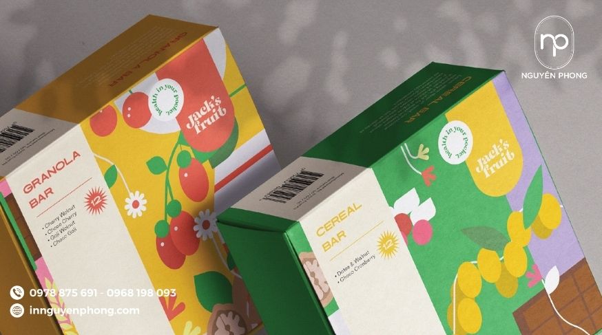 Mẫu logo ngũ cốc in trên hộp giấy 